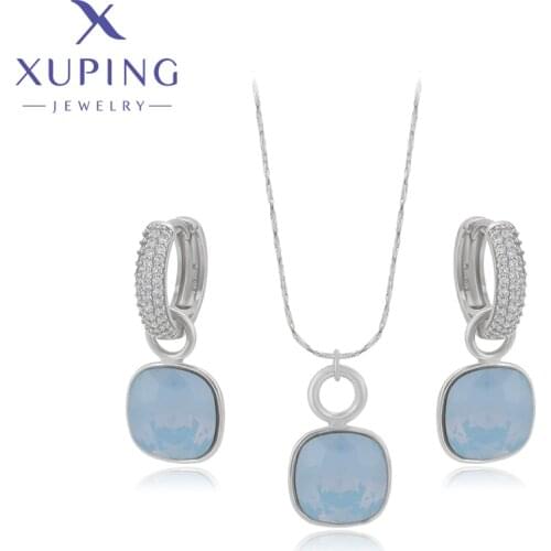 Xuping Jewelry Popular New Design Crystals Jewelry Set with Necklace and Earrings for Women Girl Gift