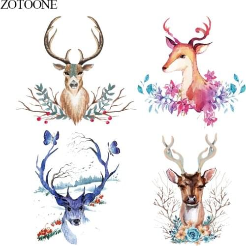 ZOTOONE Deer Patches For Clothing Iron On Transfers Christmas Gift for Kids Heat Transfer Vinyl Sticker On Clothes DIY T-shirt E