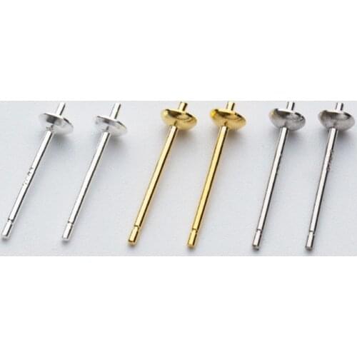 10pcs/Lot 100% 925 Sterling Silver Stud Earring Findings Dia 3mm 4mm 5mm 6mm Blank Pearl Cap Earring Pin Trays DIY Jewelry Make
