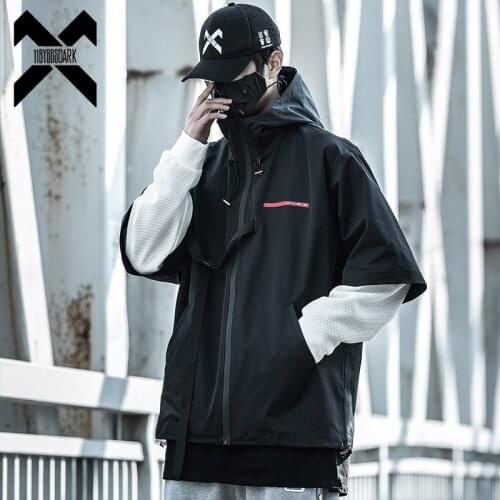 11 BYBBS DARK Tactics Jackets Hip Hop Windbreaker Streetwear Fake Two pieces Jacket Hooded Fashion Oversize Coats Male WB087