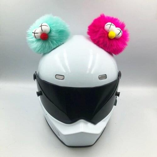 2Pcs/Set Helmet Decoration Plush Funny Ball Motorcycle Helmet Accessories Motocross Helmet Sticker DIY Cosplay Car Styling