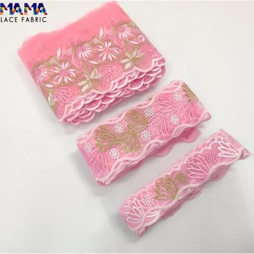 15 Yards 2021 Latest African Lace High Quality Textile Fabric Printing Ribbons For Needlework For Net Lace Trim Sewing Material