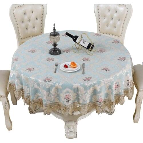 2020 new designer round table cloth embroidered lace tablecloth waterproof European dinner coffee table covers home decoration