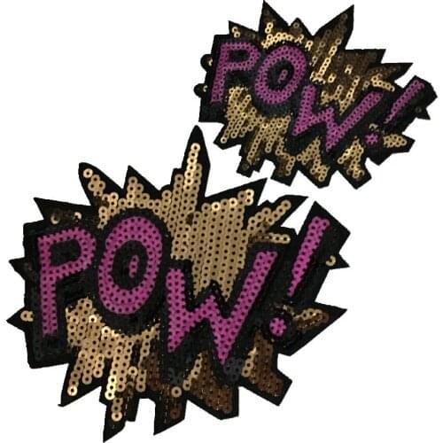 5 Sets POW Sequins Patches Vintage Embroidered Applique T-shirt Iron on Patch Sewing Garment Accessories DIY Decoration Stickers