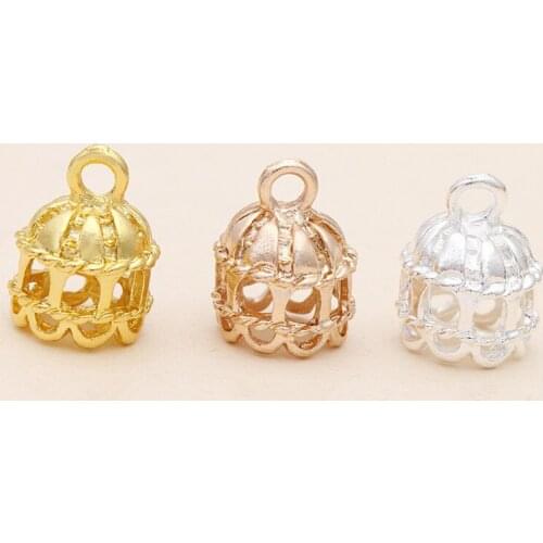 50pcs 11x15mm Metal Alloy Bird Cage Pendant Charms DIY Accessories For Jewelry Making