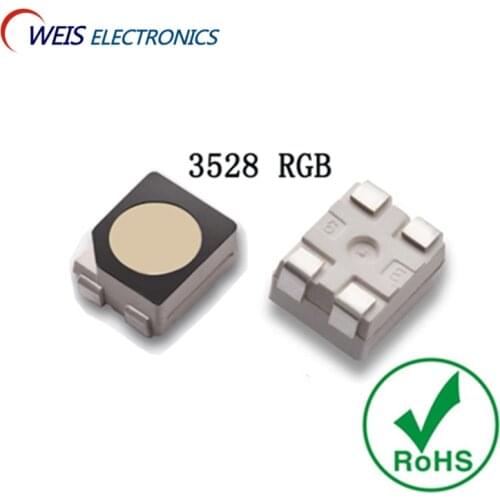 50PCS 3528 RGB LED common anode ( black surface , diffused ） 1210 RED+GREEN+BLUE SMD-4 LEDS lamp beads 2.0-3.2V