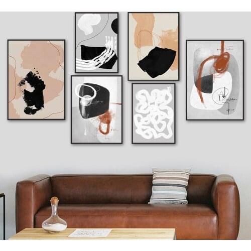 Abstract Line Color Block Minimalist Wall Art Canvas Painting Nordic Posters And Prints Wall Pictures For Living Room Home Decor