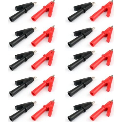 Areyourshop 20PCS Copper 5mm Mouth Alligator Clips For 4mm Banana Plug Test Probe Clamp