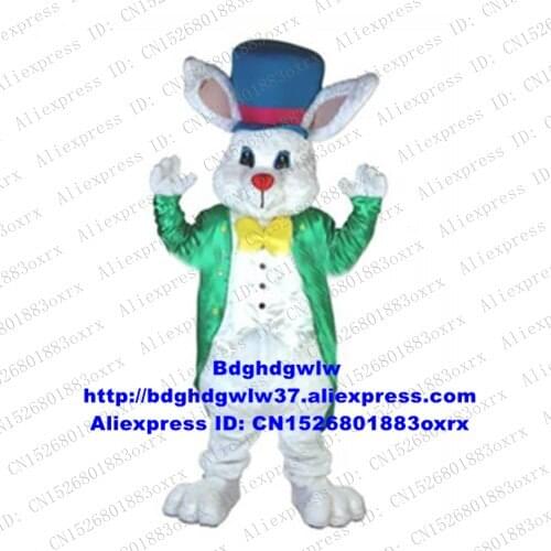 White Long Fur Bunny Osterhase Rabbit Hare Mascot Costume Adult Cartoon Character Lovely Annabelle Meeting Welcome zx2627