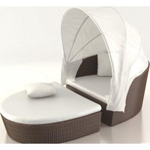 Freeshipping Lounger Outdoor Rattan Sofa Lying Bed Balcony Villa Outdoor PU Rattan Chairs Sets