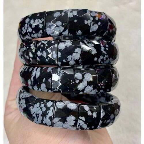 Snowflake Obsidian Stone Beads Bracelet Natural Gemstone Jewelry Bangle For Woman For Man Wholesale