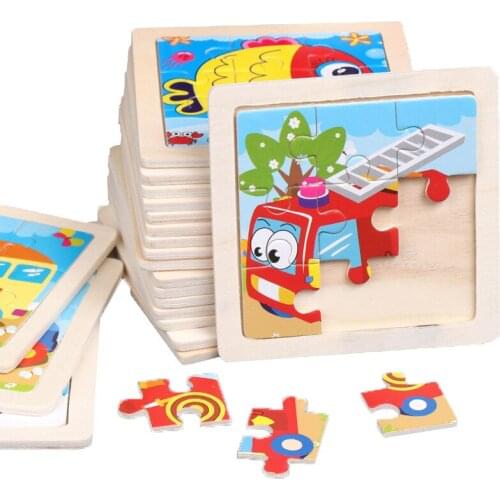 Wooden toys Childrens puzzle toys toddlers early to teach puzzle cartoon animal transport cognitive puzzle board