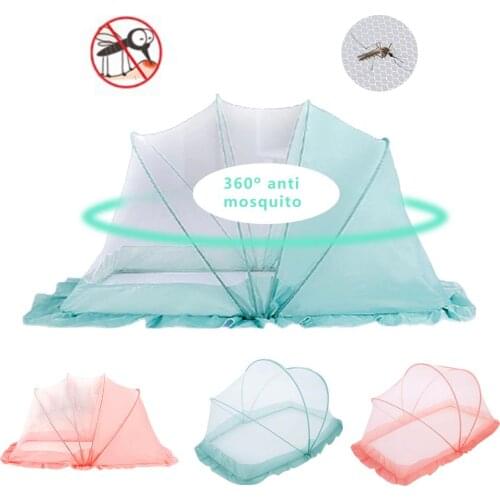 New Portable Foldable Baby Kids Infant Bed Dot Zipper Mosquito Net Tent Crib Sleeping Cushion Collapsible Portable