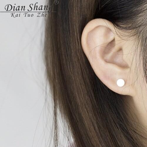DIANSHANGKAITUOZHE Earing Charm BFF Jewelry Stainless Steel Tiny Round Flat Disc Stud Earrings For Women Bridesmaid Gifts