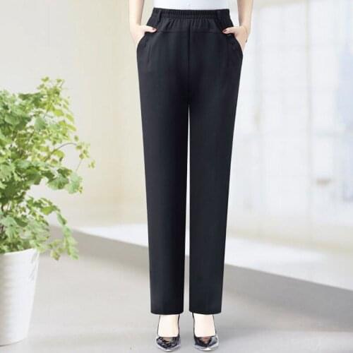 Women Pants High Waist Straight Loose Elastic Waist Womens Pants Winter Pantalones De Mujer