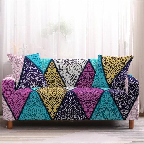 Bohemian Geometry Elastic Silk Sofa Cover Stretch for Living Room Couch Cover Chair 1/2/3/4 Seater Sectional Sofa Slipcover Sofa