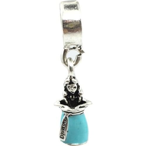 Alices Magic Potion, White & Mint Enamel Dangle European Beads Fit Charms Bracelets&Bangles Necklace
