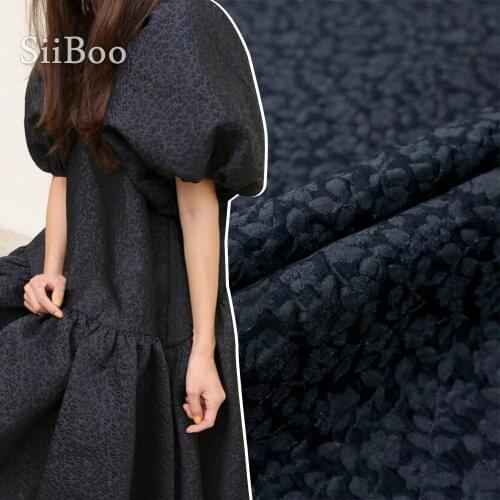 European 3D embossed floral style black off-white color jacquard brocade fabric for women summer dress pants telas tissu SP6086