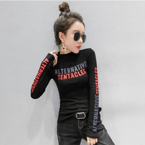 GGRIGHT Poleras Mujer De Moda 2019 Turtleneck T Shirt Women Long Sleeve Woman Clothes Korean Style T-Shirt Female Tshirt Femme