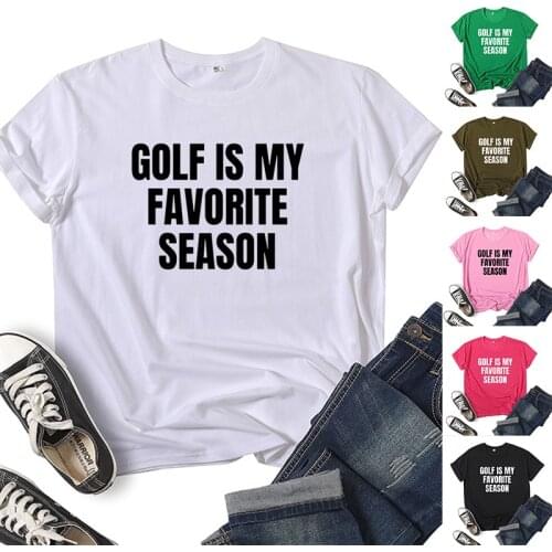 Golf Is My Favorite Season Letter Print Short-sleeved T-shirt Europe and America Tops Summer Plus Size