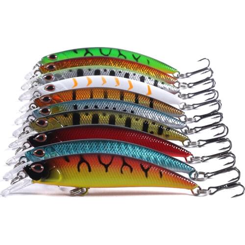 HENGJIA 8cm 9g Minnow Fishing Lure Hard Artificial Sinking Bait 3D Eyes Wobblers Crankbait Topwater Plastic Baits Fish Pesca