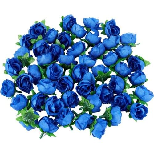 LIXF 50 artificial roses, 3 cm tall, wedding decoration, navy blue