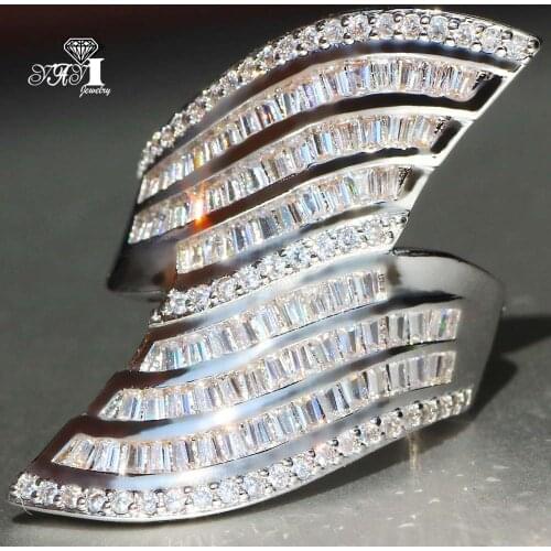 YaYI Fine Jewelry Fashion Princess Claw Set Cut White Cubic Zirconia Silver Color Engagement Wedding Party Leaves Gift Rings