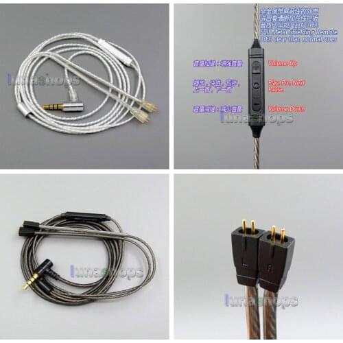 LN006035 Shielding Mic Remote Pure Silver Plated Earphone Cable For Ultimate UE TF10 SF3 SF5 5EB 5pro TF15