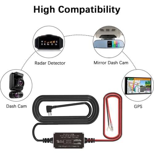 Hardwire Kit Car Micro Mini USB Hard Wire Kit for Dashcam Dash Camera Charger Power Cord Battery Protection