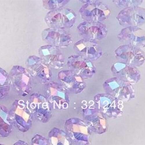 Beautiful 4x6mm purple crystal glass AB faceted rondelle abacus loose spacers beads accessories jewelry making 98pcs MY2247