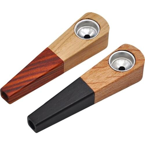 Mini Two-Color Phoebe Wood Tobacco Pipe Metal Smoke Pot For Smoking Weed Cigarette Accessories Smokerss Supplies Gift
