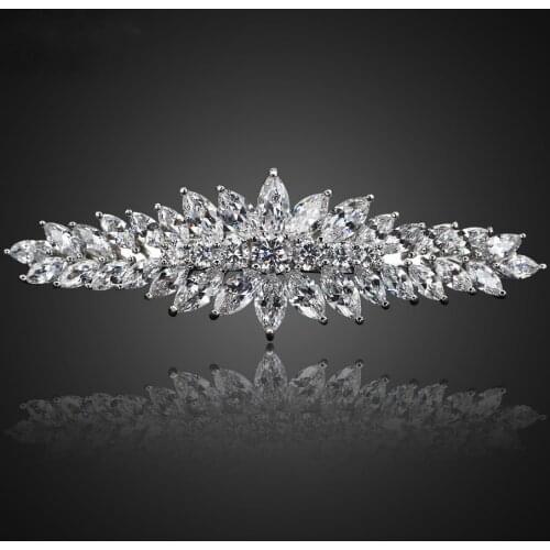 Fashion Bridal Zircon hairpin top clip sleek minimalist clip spring clip Barrette Head Piece Wedding Hair Piece Jewelry F00046