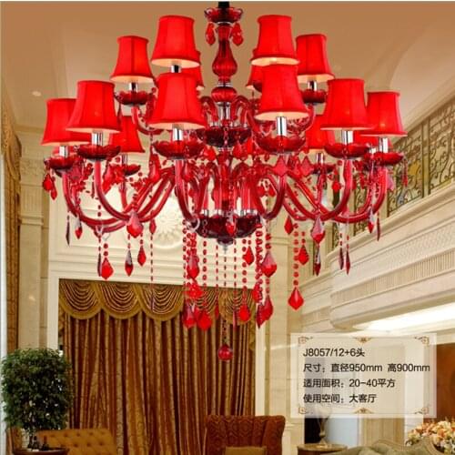 Fashion Red Crystal Chandelier Classic Bedroom Red Chandelier Bohemian Chandeliers Lamp Shades Interior Lighting Hanging Lamp