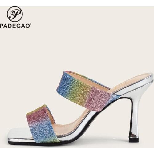 Fashion Women Mid-Heeled with Shallow Mouth Square Head Shoes Ladies Slippers Sexy Woman Shoe Sandals 2020 Sexy Platform Pumps