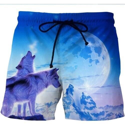 LOVE SPARK 3D Wolf Big Size Mens Sports Shorts Fast Dry Polyester Mens Bodybuilding Gym Jogging Beach Shorts M To 6xL