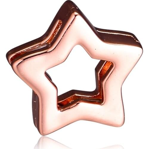 Fits Pandora Reflextions Bracelet Sleek Star Clip Charm Beads for Women DIY Making Genuine 925 Sterling Silver Charms Bead