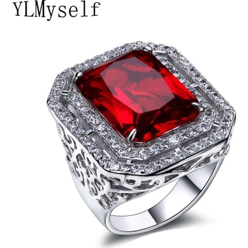 WONDERFUL Large Rectangle big rings with Red/Montana blue color stone Bohemia Fashion design large Rings for party women jewelry