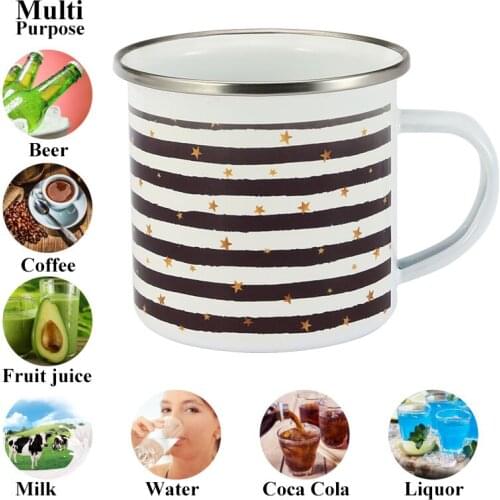Simple Stainless Steel Hem with Black Star Striated, Office and Household Tea Mug