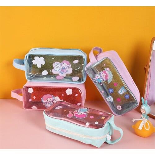 Pencil Case Korea For Boys Transparent Estuches Escolares School Supply Kawaii Anime Pencilcases Stationery Organizer Pencil Bag