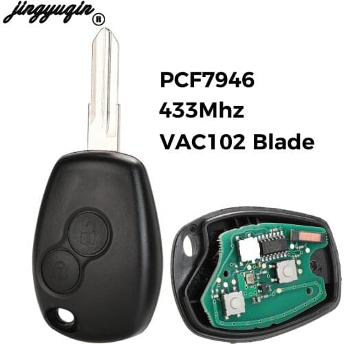 Jingyuqin 2B Remote Car Key For Renault Megan Modus Clio Modus Kangoo Logan Sandero Duster 433Mhz PCF7946 Chip VAC102 Blade