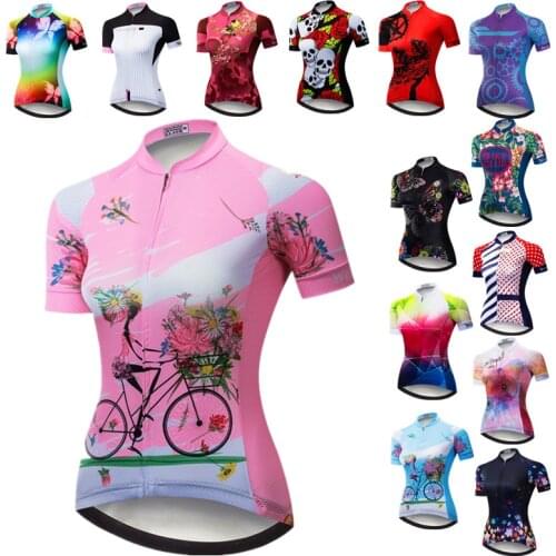 Weimostar Pink Cycling Jersey Women Tops Summer Racing Bicycle Clothing Maillot Ciclismo Short Sleeve mtb Bike Jersey Shirt Ropa