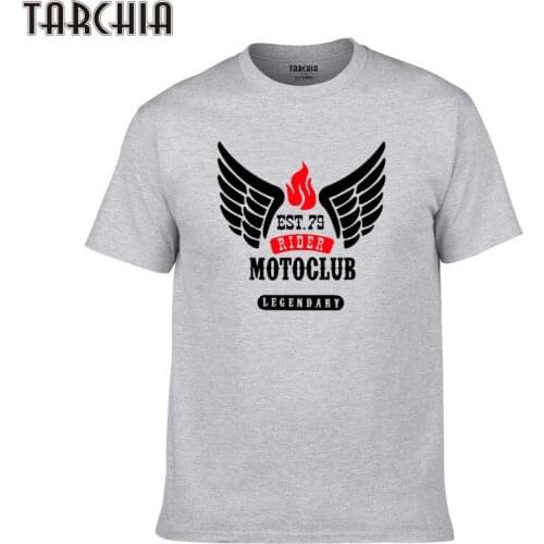 TARCHIA 2021 Tees Tops Homme Print Tops Cotton Short Sleeve Motoclub Rider New Summer T Shirt Casual Slim Men Plus Size Fashion