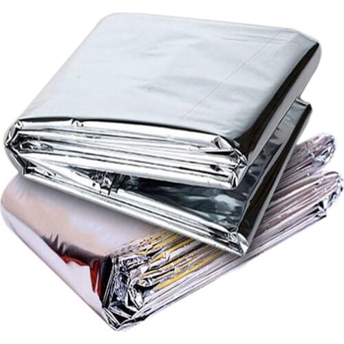 2pcs 210*130cm Emergency Warm Cover Mylar Film Foldable Thermal Heat Reflective Blanket for Camping First Aid Natural Disasters