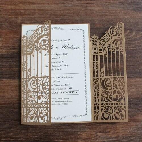 Outdoor Wedding Invitation Card Rural Laser Cutting Garden Party Invite Personalized Insert Printing Craft Paper 50 Sets