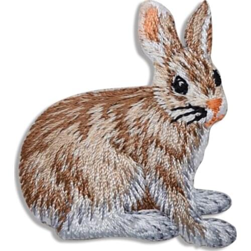 Natural Bunny Rabbit Hare Embroidered Patch Iron on Applique Patches for Clothes Cute Cartoon Patches DIY