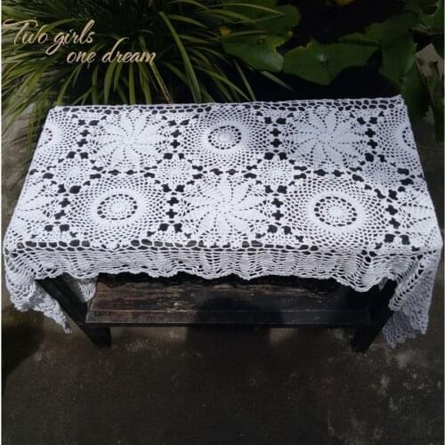 High Quality Rectangle Handmade Crochet Table Runner Home Wedding Dinner Decoration Retro Coffee Table Cover Tea Desk Mat
