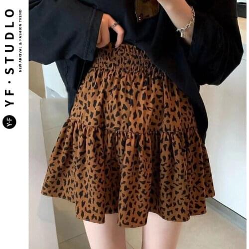 Spring Summer Woman Skirts High Waist Female Vestido Leopard Fashion A-line Woman Skirts