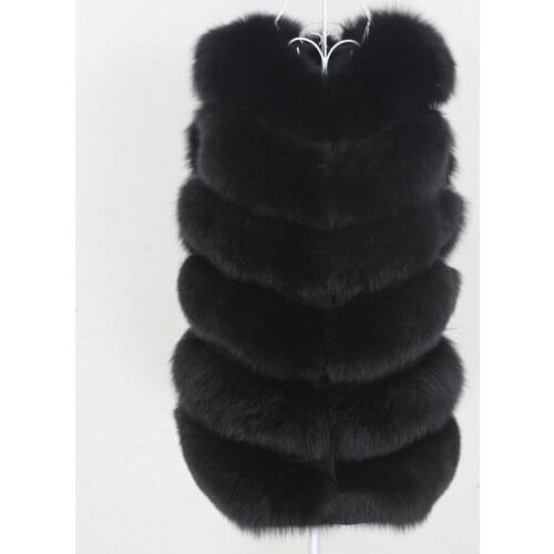 OFTBUY 2020 Black Real Fur Vest Winter Jacket Women Coat Natural Big Fluffy Fox Fur Outerwear Streetwear Thick Warm Waistwear