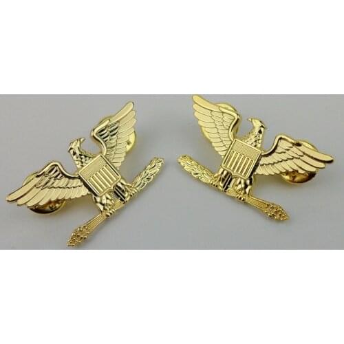 GOLDEN US COLONEL RANK INSIGNIA US COLONEL HAT LAPEL PIN PAIR METAL-0560 Military Store 5605101
