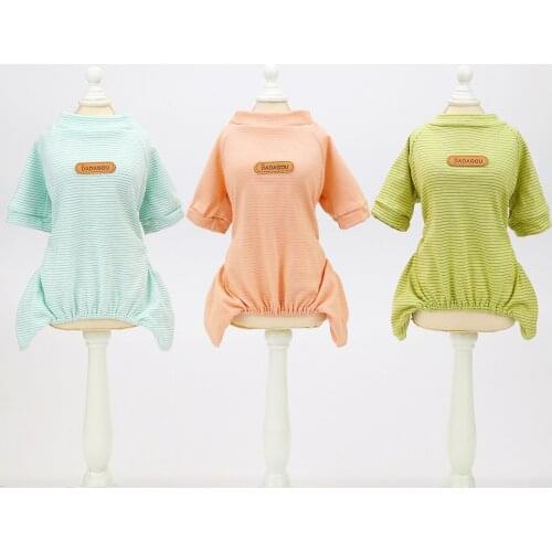 10PC/Lot Puppy Dog Pajamas Spring Dog Clothes Cotton Stripes Dog Jumpsuit Coat Chihuahua Rompers Pet Outfits